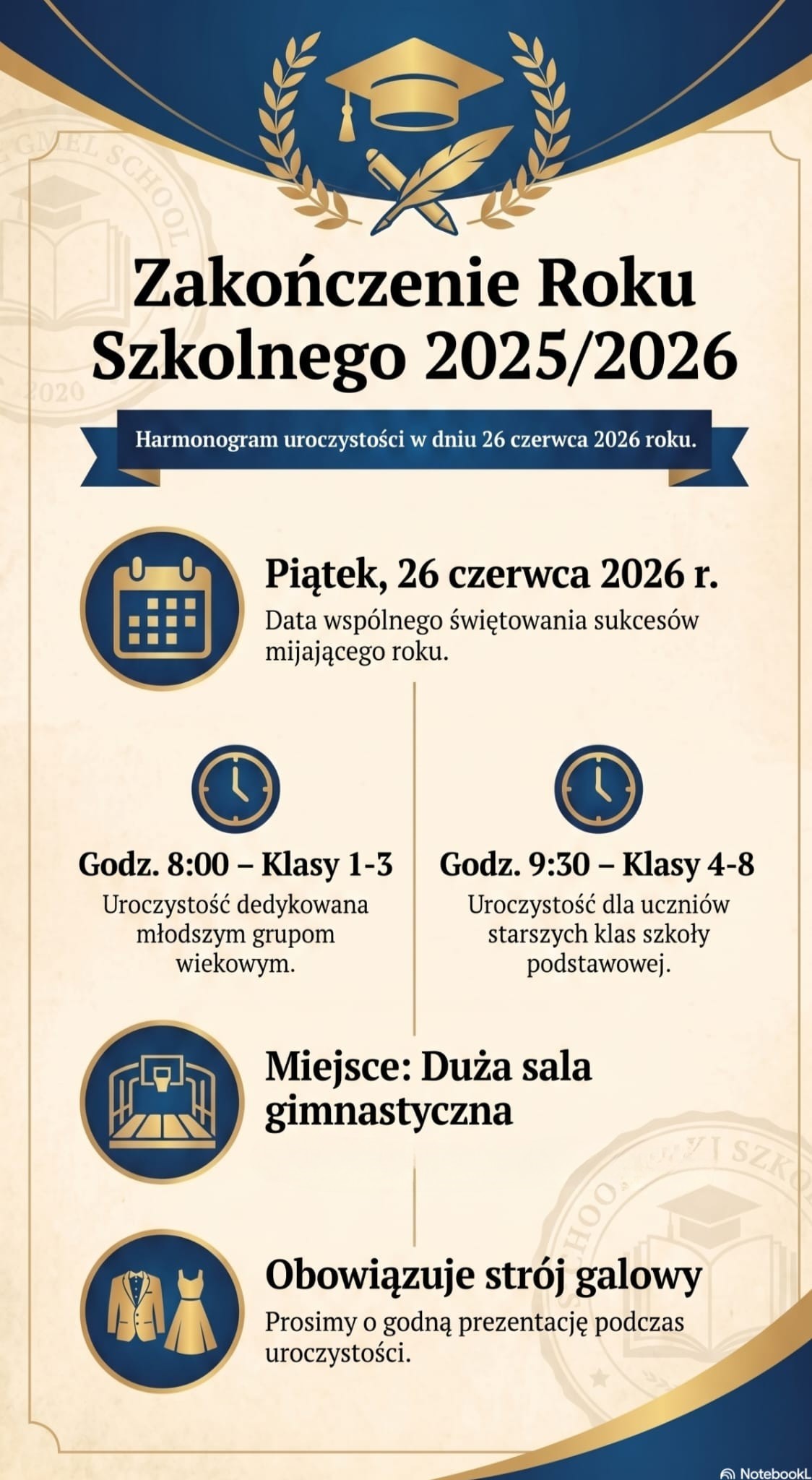 UROCZYSTE ZAKOŃCZENIE ROKU SZKOLNEGO 2025/2026